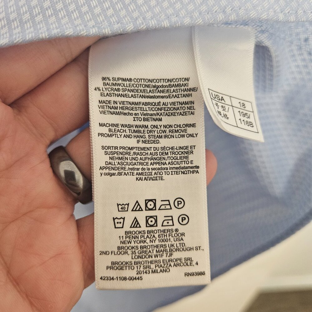 Lot of 2 Brooks Brothers Madison Fit Shirts Size 18-35 Blue Long Sleeve - Picture 5 of 10